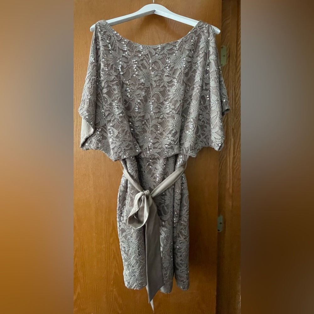 Taupe dress with Sequins.